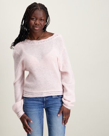 Gina Tricot Young Y knitted open back sweater Rosa Genser Jente - Kids Brand Store