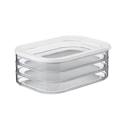1,6 l opbevaringsboks med 3 lag til kødstykker, lufttæt låg, tåler opvaskemaskine, 3-lags crisper