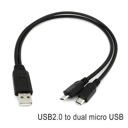 USB 2.0 Typ A Hane Till Hane Dubbel Micro USB Y Splitter Laddningsdatakabel Ny