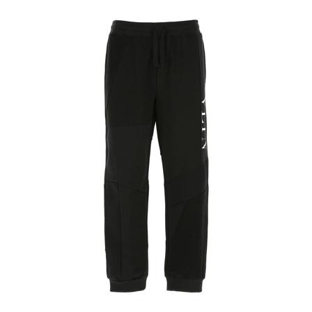Valentino, Cotton Patchwork Trousers With Vltn Logo Czarny, Mężczyzna, Rozmiar: M