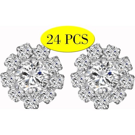24 st vattendiamantknappar för dekoration av silverkristallblommor, används för batchproduktion av ullkläder sömnadsdekoration