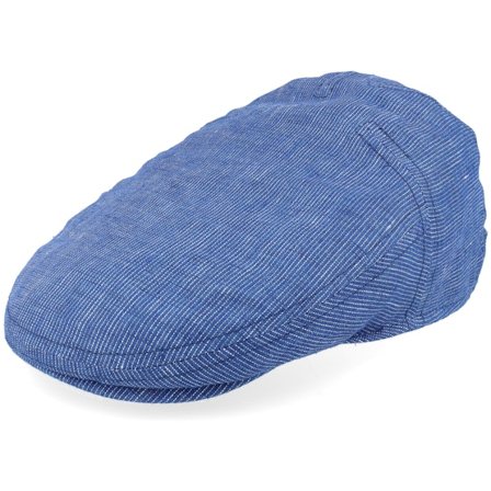 Stetson - Ble flatcap Czapka Z Daszkiem - Driver Cap Linen Blue With White Stripe Flat Cap @ Hatstore