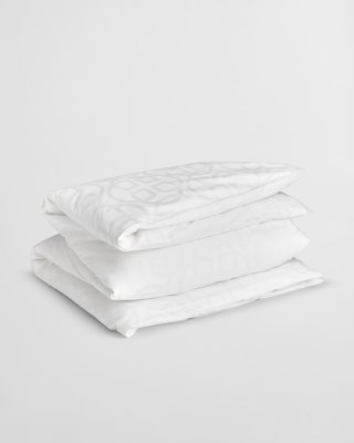 GANT - Jacquard monogram dobbeltdynetrekk 200x220cm white