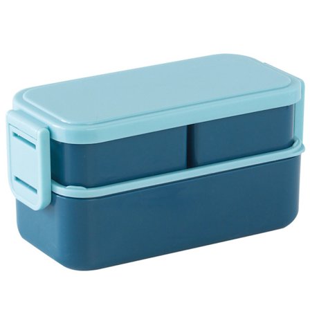 2-i-1 Lekkasjesikker Matboks med Romdelere - 1300ml, 3 Rom for Barn og Voksne - Ideell for Skole, Piknik og Parker (Blå)