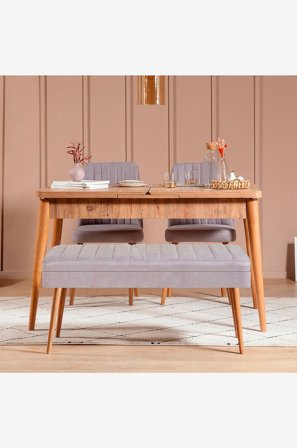 Hanah Home - Sæt med bord og stole (4 dele) - Gina - Brun - Spisegrupper - Fra Homeroom