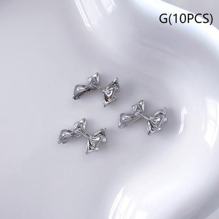 10 STK Legering Bownot Nails Art Decoration Sliver Gold Nail Charms G