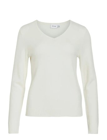 Viril V-Neck L/S Knit Top - Noos White Vila