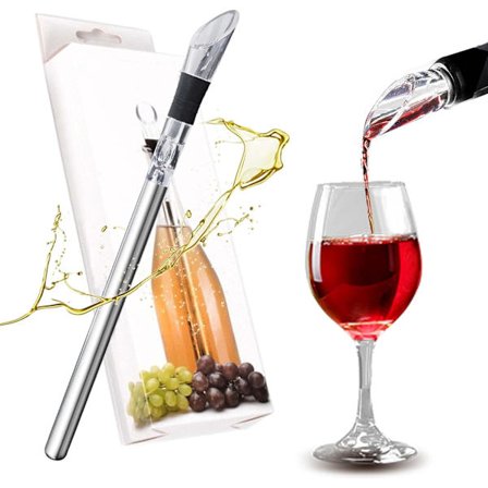 304 Rustfritt Stål Dobbelt Bruk Vin Kjølersett, Vin Kjølepinne med Tapp, Vin Drikker Tilbehør, Gaver til Rød Hvit Vin Elskere