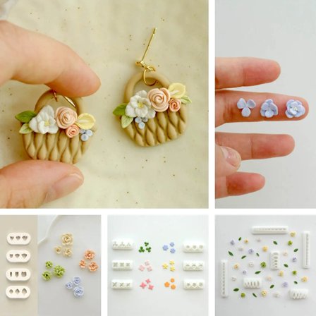 Mini Exquisite Carved Flower Petal Leaf Shape Earring Decoration Clay Mold Rolling Lace Cutting Mold Clay Decoration DIY Tools