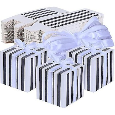 50 stk. Firkantede Papir Slikæsker Stribede Fest Bryllup Gave