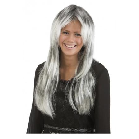 Lång Grå Peruk - Halloween & Maskerad Grå One Size