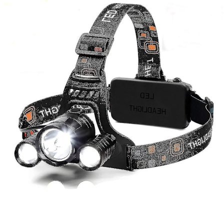 Led pannlampa 6000 lumen ficklampa, 4 lägen ljus, uppladdningsbar 18650 pannlampa, vattentät hjälmlampa, löpning ljusa strålkastare, jakt eller cam