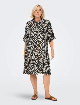 ONLY Carmakoma Carberte Life 2/4 Blk Shirt Dress Aop - Multi/patterned - 48