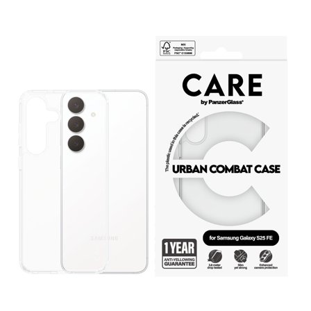 PanzerGlass CARE Galaxy S25 FE Urban Combat deksel (gjennomsiktig) Slank, men sterk, laget av resirkulerte materialer