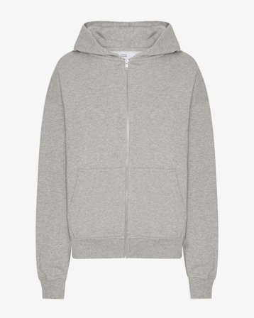 Organic Oversized Zip Hood - Heather Grey L