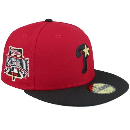 New Era - MLB Rosso fitted Cappellino - Philadelphia Phillies Sparkly 59FIFTY 96 All Star Game Scarlet/Black Fitted @ Hatstore