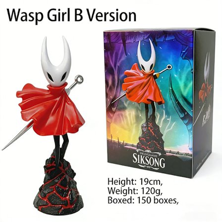 Hollow Knight: Silksong Hornet B Toimintahahmo | 19 cm punaisella halkeilleella alustalla, nivellettyjä asentoja, taisteluasento, 