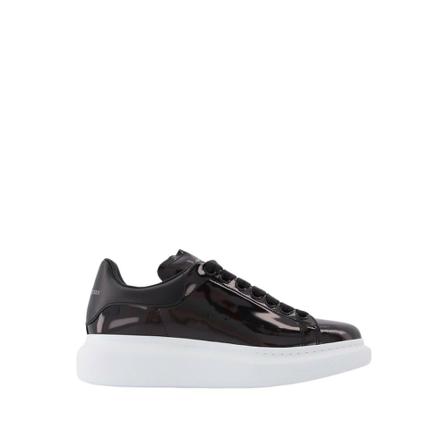 Alexander McQueen, Oversize Sneakers in Black Leather Zwart, Dames, Maat:36 EU,rubber