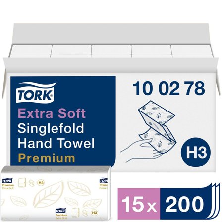 TORK Pappershandduk Premium Extra Mjuk Singlefold H3 2-lagers vit 3000/fp - Lyreco - Städ och hygien - Toalettpapper och torkpapper - Pappershanddukar