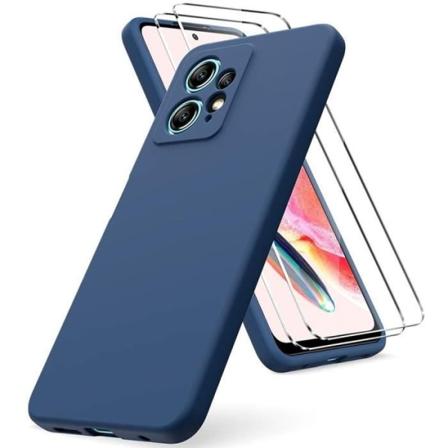 Etui med 2 hærdede briller til Xiaomi Redmi Note 12 - Tyndt TPU beskyttelsescover Marineblå