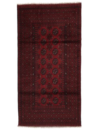 Afghan Fine Vloerkleed Handgeknoopt 99X193 Zwart/Donkerrood Afghanistan