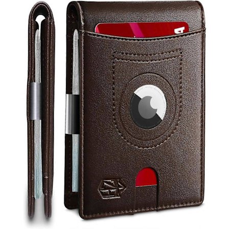 Airtag-Wallet-Herre-Slank-RFID-blokering Læderpung med pengeseddelklemme Air Tag Pung Kortholder Bifold Gaver til mænd[D]