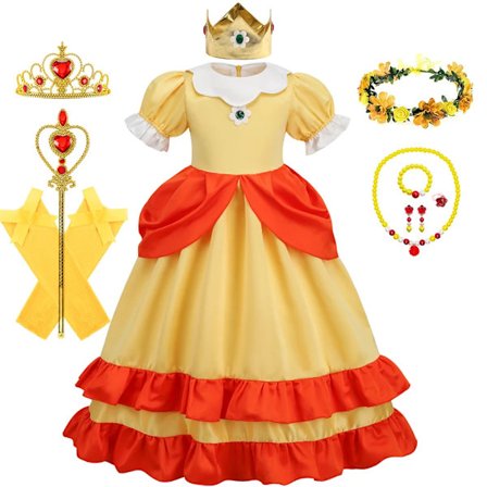 Daisy Prinsessklänning Flicka Tecknad Cosplay Kostym Sommar Barn Orange Festkläder 2-10 År Halloween Maskeradkläder Daisy Set Daisy Sets_max