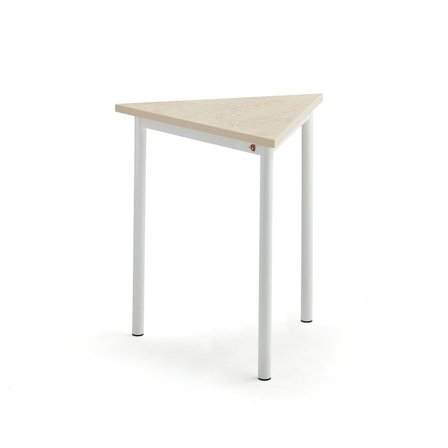 Table SONITUS TRIANGEL, 700x700x720 mm, beige linoleum, white