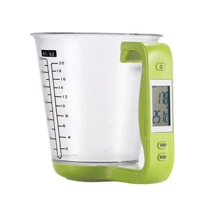 Digital målebægervægt - multifunktions køkkenmålebæger med indbygget vægt og temperaturvisning Green