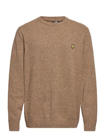 Boucle Mottled Jumper Strikkegenser M. Rund Krage Brun Lyle & Scott