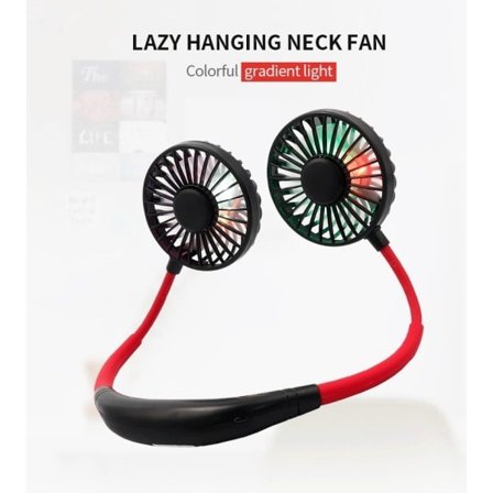 IC Svart Röd Mini USB Fläkt, Hängande Mini Fläkt Tyst Bärbar Fläkt 2 Justerbara Huvuden 3 Vindhastigheter Uppladdningsbar USB Fläkt för Kontor Utomhus