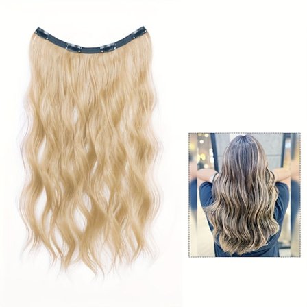 Curly water waves, en fyra-cal highlight-hårförlängning, osynliga syntetiska hårförlängningar, naturliga och spårlösa