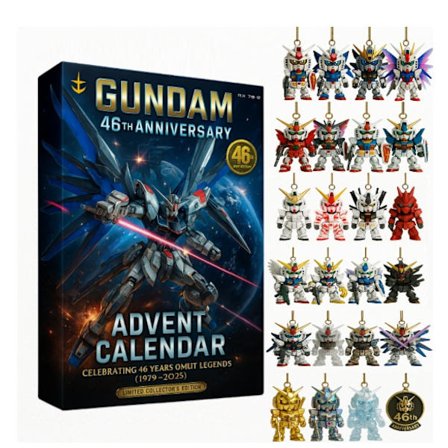 Gundam julekalender Blind Box akryl juletræsdekoration, Gundam 46-års jubilæumsgave