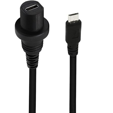 Micro USB 90 Graders Han til USB 3.1 Type-C Hun Flush Panel Montering Forlængerkabel til Bil Motorcykel Instrumentbræt