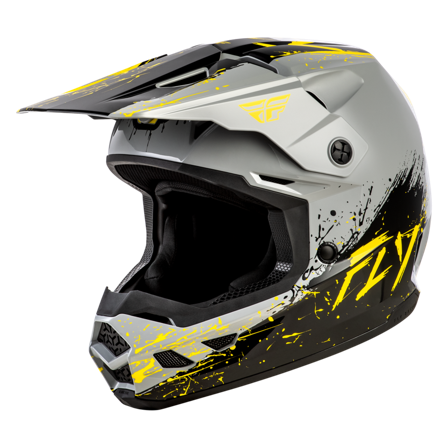 Kask Cross FLY Racing Kinetic Drip V26 Młodzieżowy Szary/Czarny/Żółty M