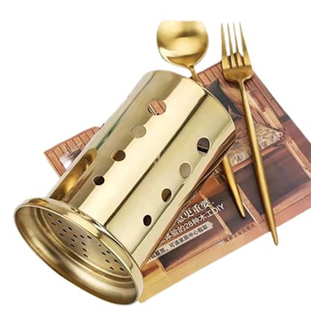 Kultapinnoitettu ruostumattomasta teräksestä valmistettu aterinteline - 10 cm paksu rei'itetty muotoilu