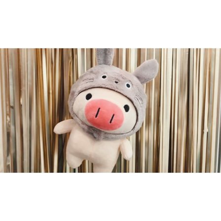 Creative Plysh Pig Pig Gosedjur Cosplay Leksaker Söt liten i en hatt Kudde Djurkuddar Anime Comfort Doll23CM (grå)