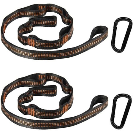 2 stk. Hængekøjeslynge Trægynge Slynge Hængekøjetilbehør til Camping Hængekøje Gynge eller Hængende Sæde (3M med 2 Karabinhager)