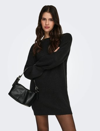 JDY Jdywhitney Megan L/S Boat Dress Knt Noos - Black - S