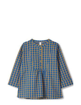 Bæk&Bølge Irene Shirt M/L Blå/Oker Bluse Langermet Multi/mønstret Juna