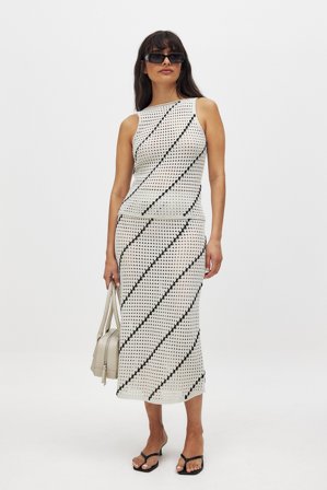 Thammy Salcedo X NAKD Crochet Knitted Midi Skirt - Strikkede nederdele - Beige - XXS