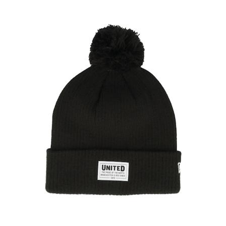 New Era - Football Schwarz pom Mütze - Manchester United Stitch Patch Cuff Beanie Black Pom @ Hatstore