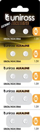 UNIROSS Batteri - LR66 / LR626 - 10 pak blisterkor, t