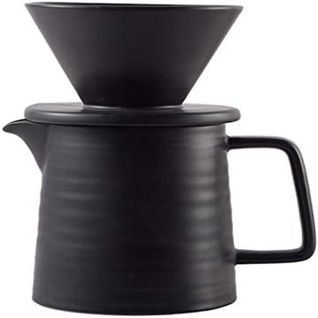 500ML Häll över kaffeset, Premium Keramisk V60 Droppare och Karaff, 1-2 Koppar Hemfilter Kaffebryggare (Svart)