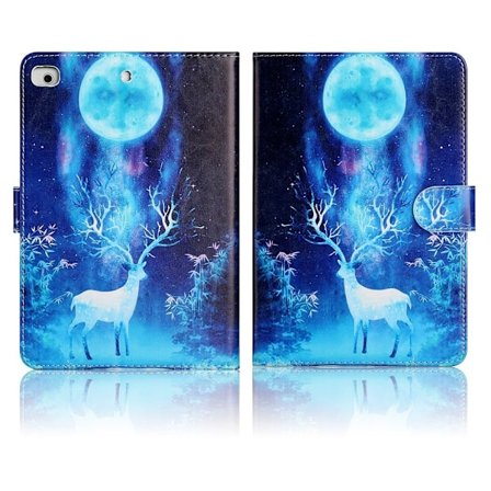 iPad Mini (2019) mønster læder flip etui - kronhjort and måne