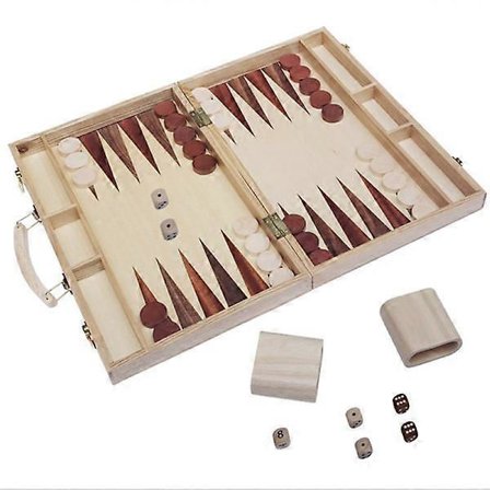 Edistyksellinen upotettu puinen backgammon-lautapeli. Klassinen kokoontaitettava