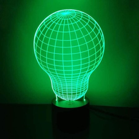 Glödlampa 3d nattlampa LED illusion lampa sängbord bordslampa, 7 färgskiftande lampor