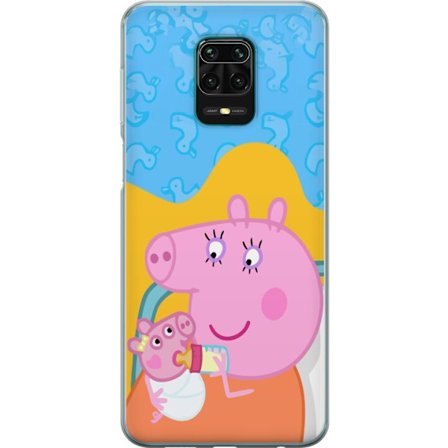 Kompatibelt Mobildeksel til Xiaomi Redmi Note 9 Pro Peppa Gris familie motiv med mor gris, far gris og venner, fargerikt tegnet barnebilde