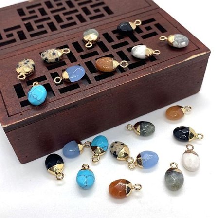 Oval Jade Charms Facetterad Oval Charms Naturlig Jade Ädelsten