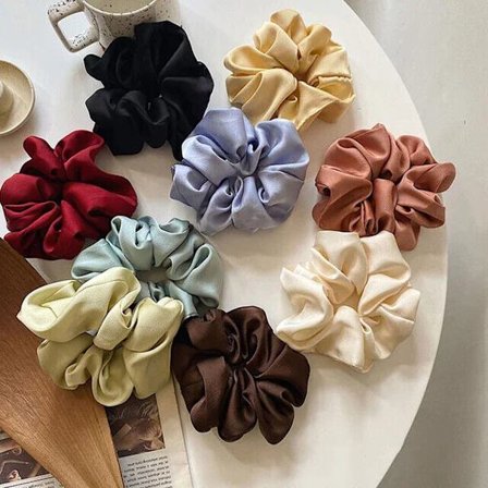 Women Silk Scrunchie Elastic Multicolor Hair Band Ponytail Holder Headband Hair